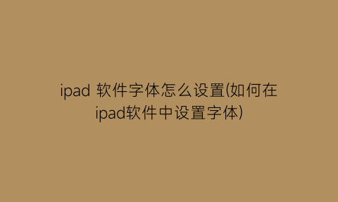 ipad软件字体怎么设置(如何在ipad软件中设置字体)